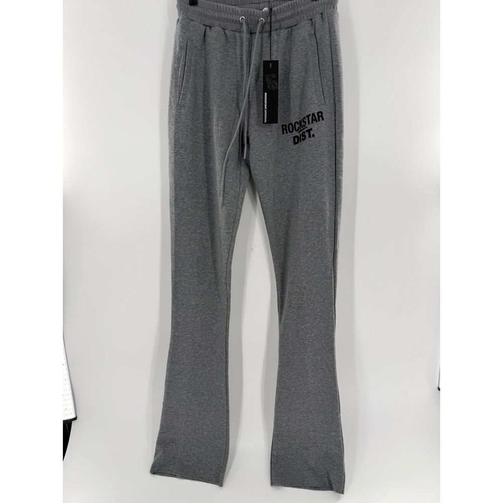 Rockstar Original Juliana Super Stacked Track Pants Heather Grey Mens XL NWT